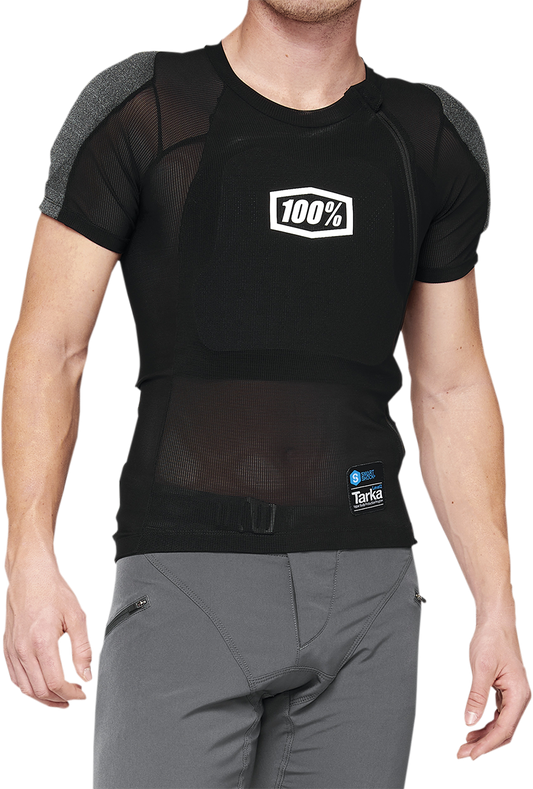 Black Bill's Exhausts Tarka Guard short sleeve vest in medium size, showcasing its sleek design and fabric texture.