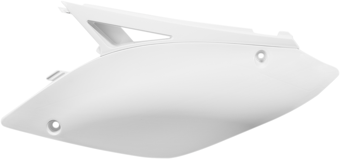 Acerbis white side panels for motorcycle body, with sleek design and mounting points, designed for compatibility with specific bike models.
