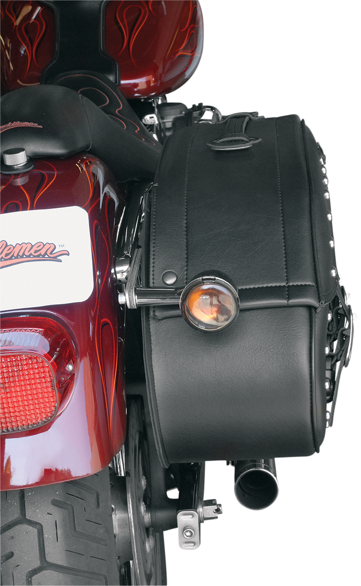Bill's Exhausts SADDLEMEN Drifter Rigid Slant Saddlebag seat with durable leather finish and sleek design.