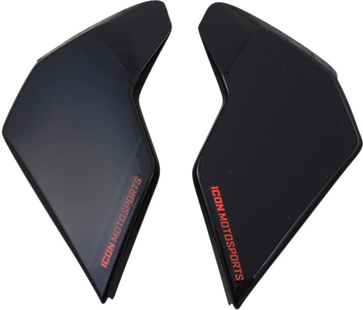 Red ICON Airflite™ Side Plates for Crosslink helmet, compatible helmet parts by Bill's Exhausts, shown in the product image.