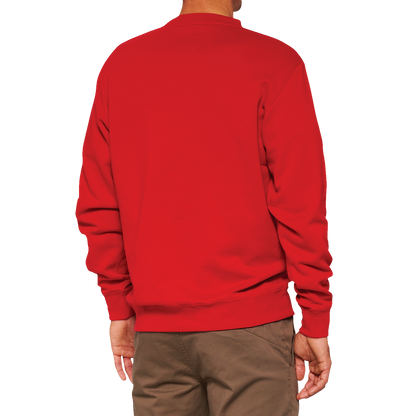 100% Icon Long-Sleeve Fleece Sweatshirt - Red - Medium 20026-00011 - Howling Moto