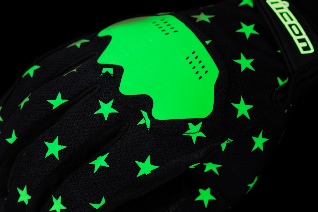 Bill's Exhausts ICON Hooligan™ Old Glory Glow Gloves in 2XL, featuring vibrant red, white, and blue patriotic design with glow accents.