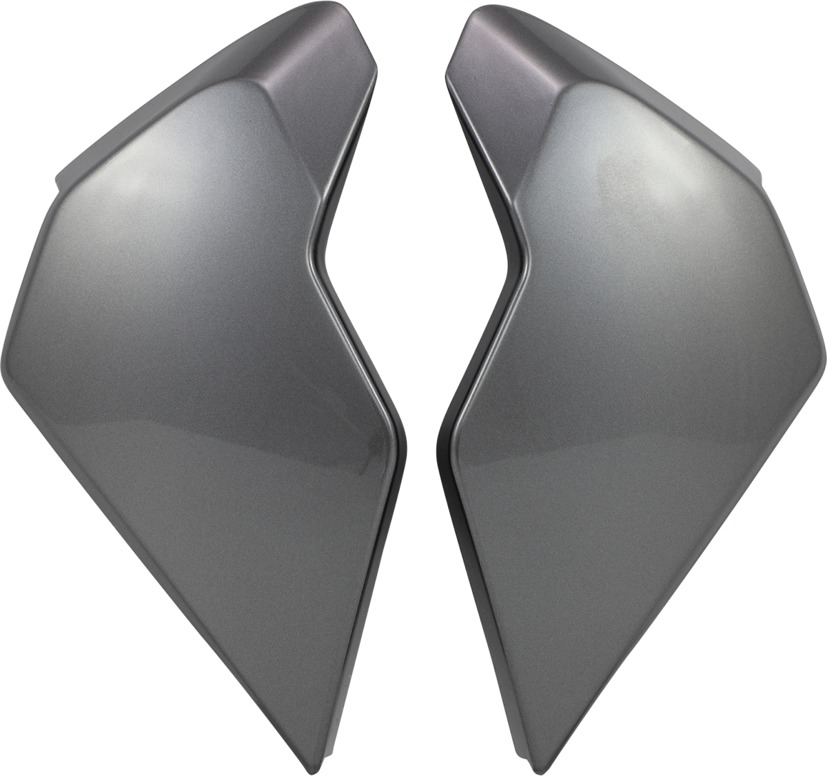Silver ICON Airflite™ side plates with jewel design for helmet parts by Bill's Exhausts, shown on a helmet.