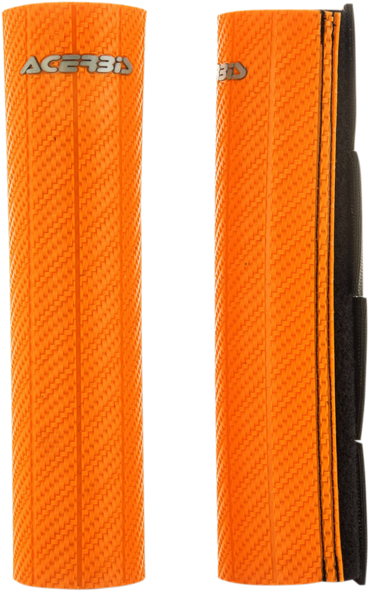 Orange Acerbis upper fork guard for motorcycle, designed to protect the front fork from debris and damage.