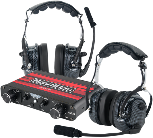 Bill's Exhausts NAVATLAS Intercom System over-the-head headset with speakers for clear communication.