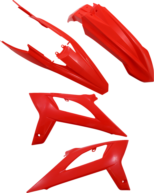 Red ACERBIS standard replacement body kit with sleek design for motorcycle, featuring precise fit and vibrant color.