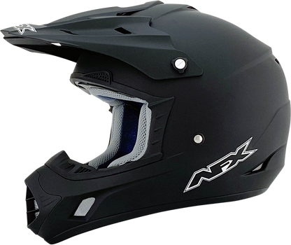 Black matte AFX FX-17Y motorcycle helmet in large size, featuring a sleek design and ventilation vents.
