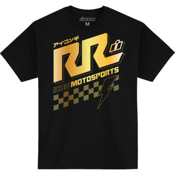 Black ICON Rizz Rizz™ T-shirt by Bill's Exhausts, small size, featuring a front graphic design and comfortable fit.