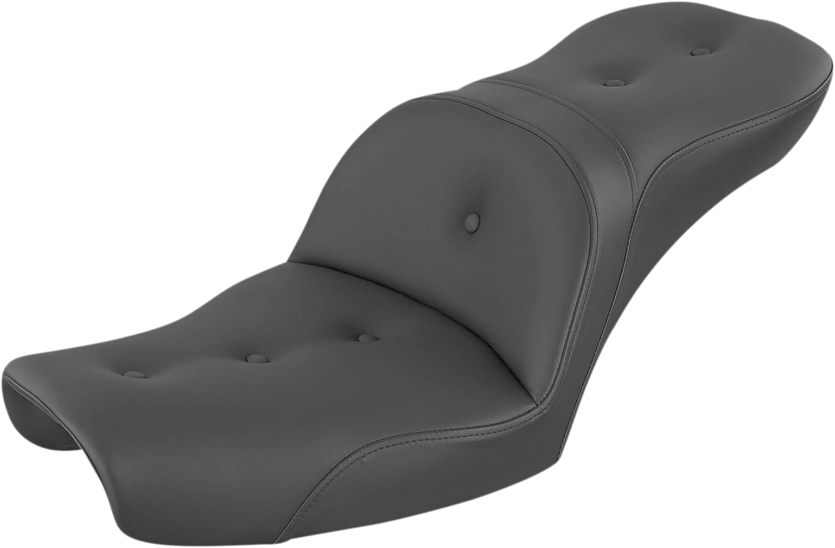 Saddlemens Explorer Road Sofa Seat by Bill's Exhausts, Dyna 896-04-029RS, showing the sleek motorcycle seat with detailed stitching.