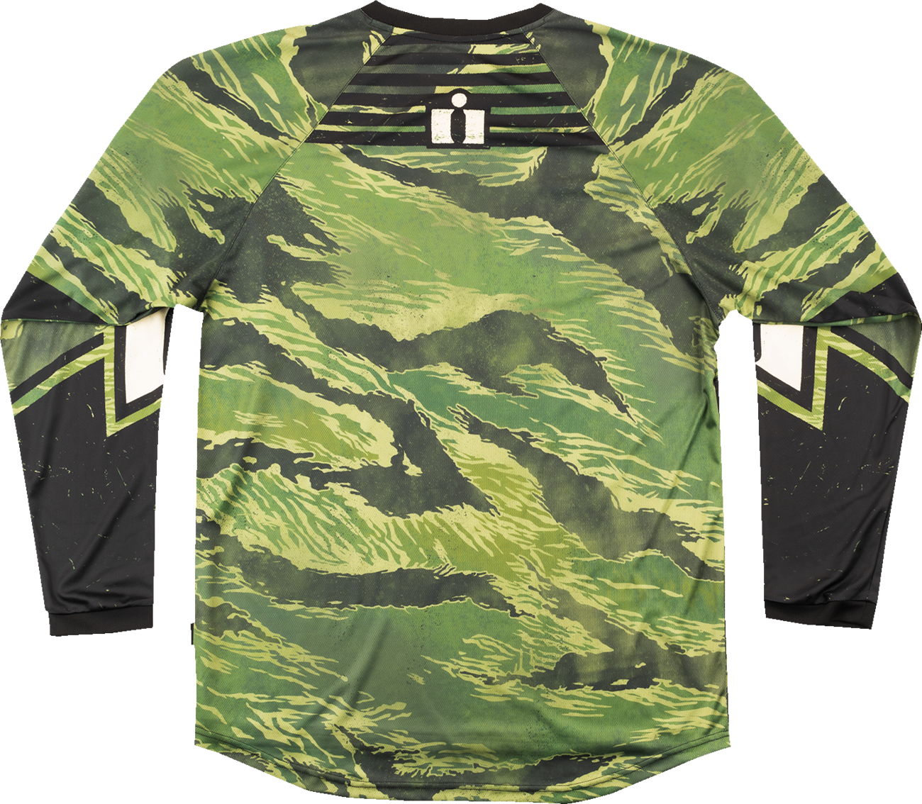 Bill's Exhausts ICON Tiger’s Blood Jersey in green camo, 2XL, featuring bold tiger and camo design on lightweight fabric.