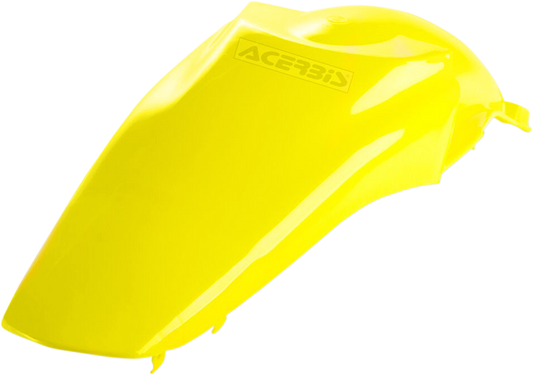 Yellow Acerbis rear fender for motorcycle, body part with mounting points, designed for durability and style.