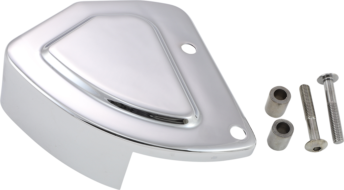 Chrome SHOW CHROME Caliper Cover for VT750 Aero motorcycle engine, featuring shiny chrome finish and detailed design.