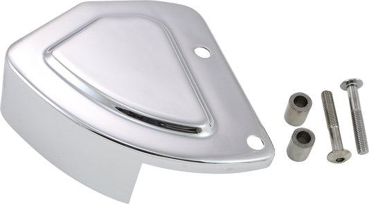 Chrome SHOW CHROME Caliper Cover for VT750 Aero motorcycle engine, featuring shiny chrome finish and detailed design.