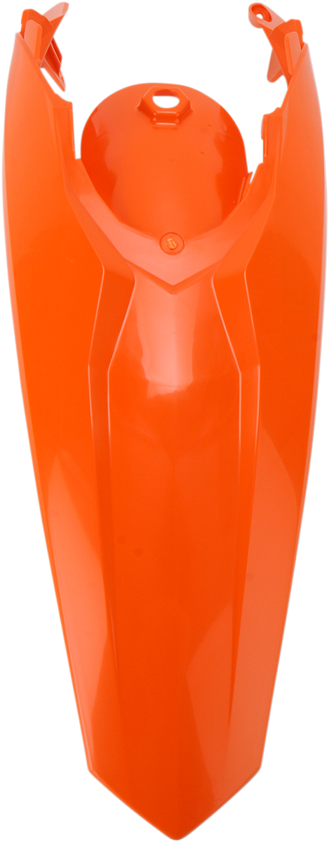 Orange Acerbis rear fender for motorcycle, body part with brand details and visible mounting points.