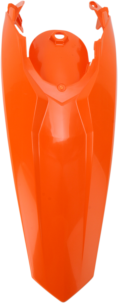 Orange Acerbis rear fender for motorcycle, body part with brand details and visible mounting points.
