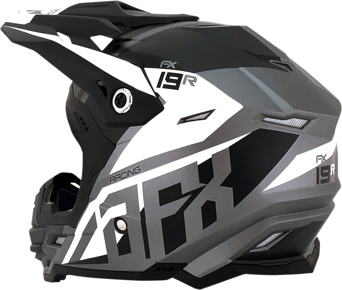 Bill's Exhausts AFX FX-19R racing helmet in frost gray, large size, with a sleek aerodynamic design and clear visor.