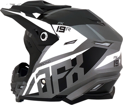 Bill's Exhausts AFX FX-19R racing helmet in frost gray, large size, with a sleek aerodynamic design and clear visor.