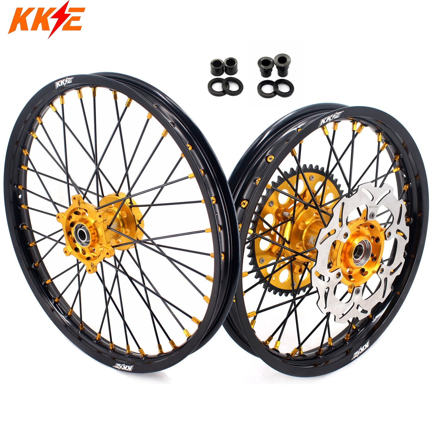 KKE 21/18 Enduro Off Road Wheels For SUZUKI DRZ400SM 2005-2024 Gold Nipples - Howling Moto