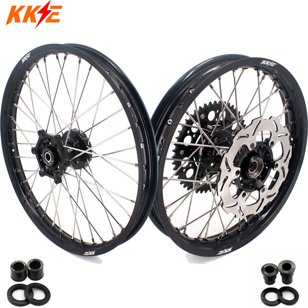 KKE 21/18 Enduro Off Road Wheels Rim Fit For SUZUKI DRZ400SM 2005-2024 Black Hub - Howling Moto