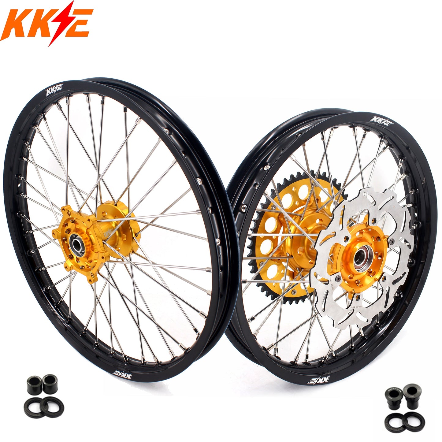 KKE 21" 18" Enduro Wheels Rims For SUZUKI DRZ400SM 2005-2024 Gold Hub - Howling Moto