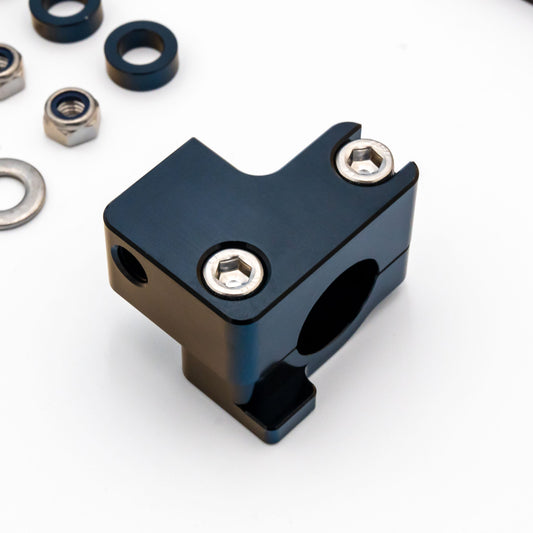 Warp 9 Honda XR650L subframe brace kit made of billet aluminum, shown installed on the motorcycle's subframe.