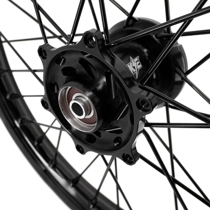 KKE 19 & 16 Spoked Kid's Wheels Rims Set for Kawasaki KX80 KX85 KX100 All Black - Howling Moto