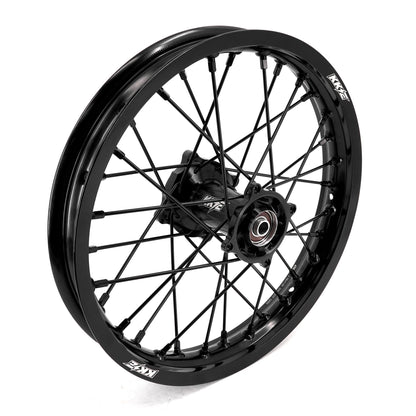 KKE 19 & 16 Spoked Kid's Wheels Rims Set for Kawasaki KX80 KX85 KX100 All Black - Howling Moto