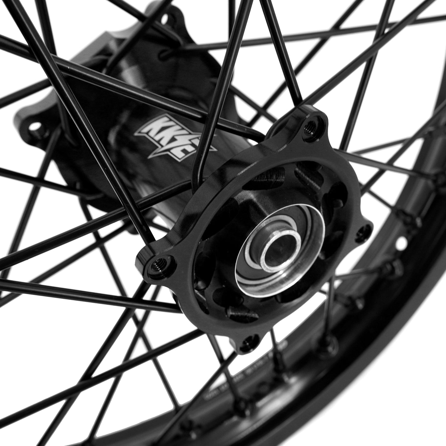 KKE 19 & 16 Spoked Kid's Wheels Rims Set for Kawasaki KX80 KX85 KX100 All Black - Howling Moto