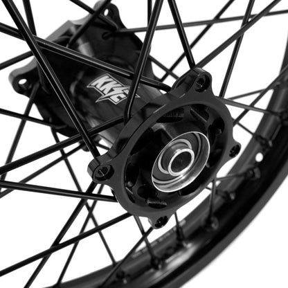 KKE 19 & 16 Spoked Kid's Wheels Rims Set for Kawasaki KX80 KX85 KX100 All Black - Howling Moto