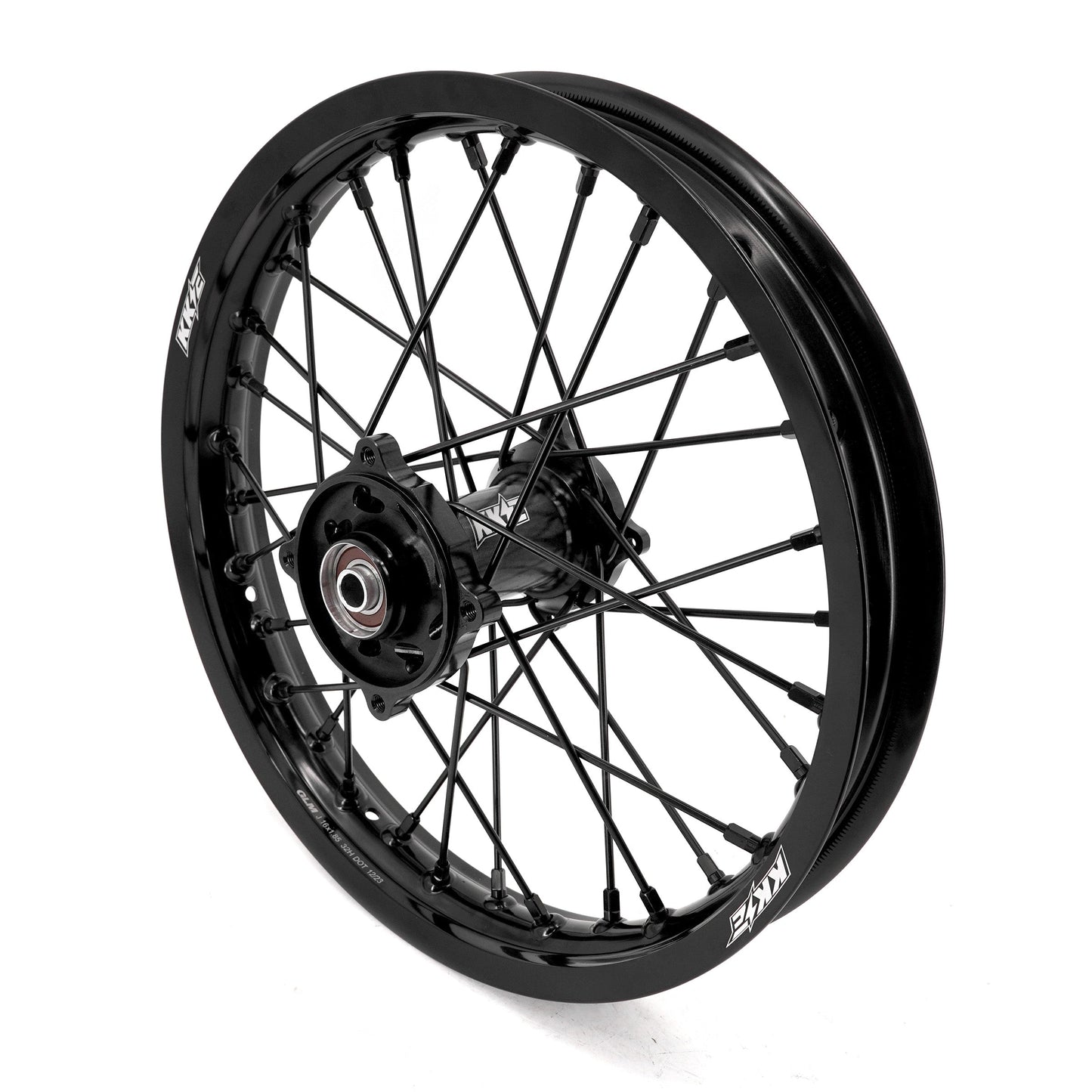 KKE 19 & 16 Spoked Kid's Wheels Rims Set for Kawasaki KX80 KX85 KX100 All Black - Howling Moto