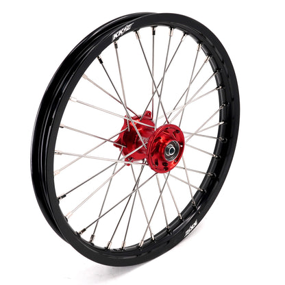 KKE 19 & 16 Spoked Kid's Wheels Rims Set for Kawasaki KX80 KX85 KX100 Red Hubs - Howling Moto