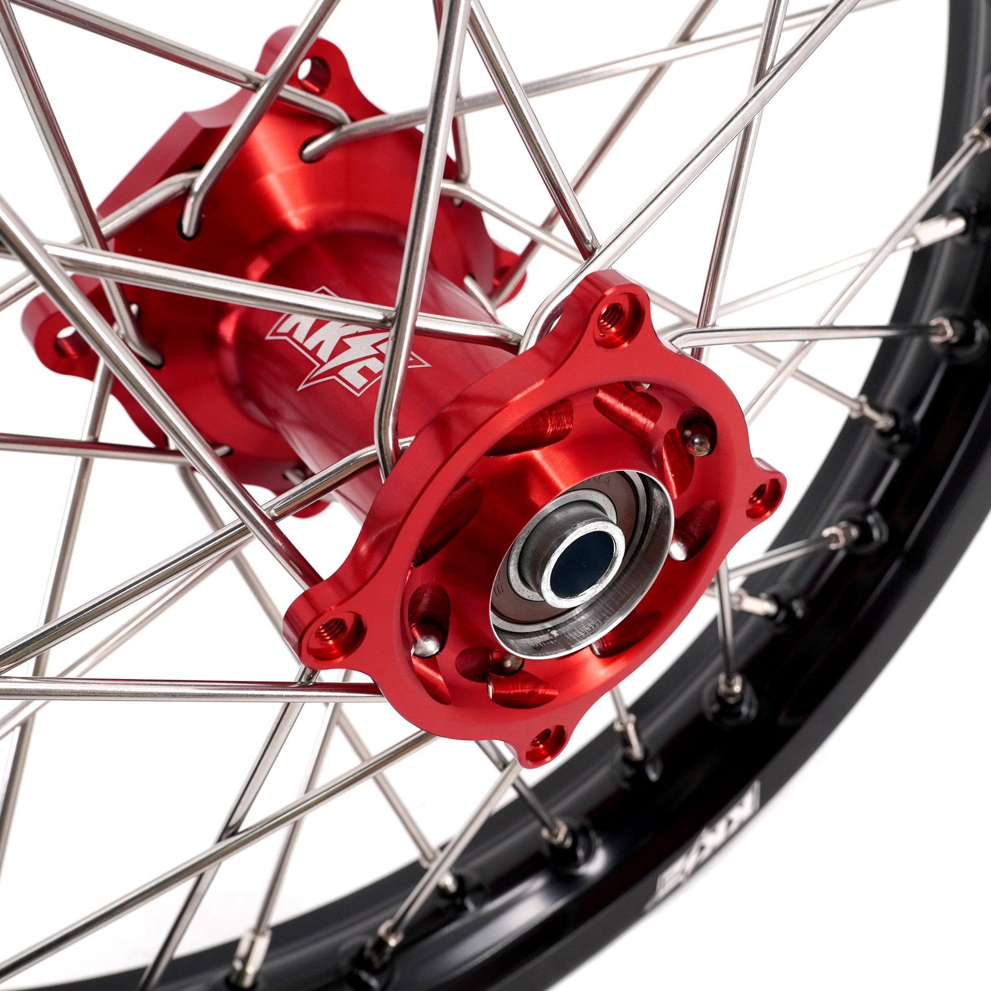 KKE 19 & 16 Spoked Kid's Wheels Rims Set for Kawasaki KX80 KX85 KX100 Red Hubs - Howling Moto