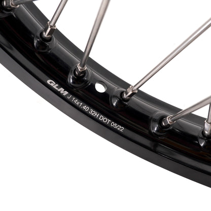 KKE 1.4*14 & 1.6*12 Spoked Kid's Wheels Rims Set for Kawasaki KX65 2000-2024 Black - Howling Moto