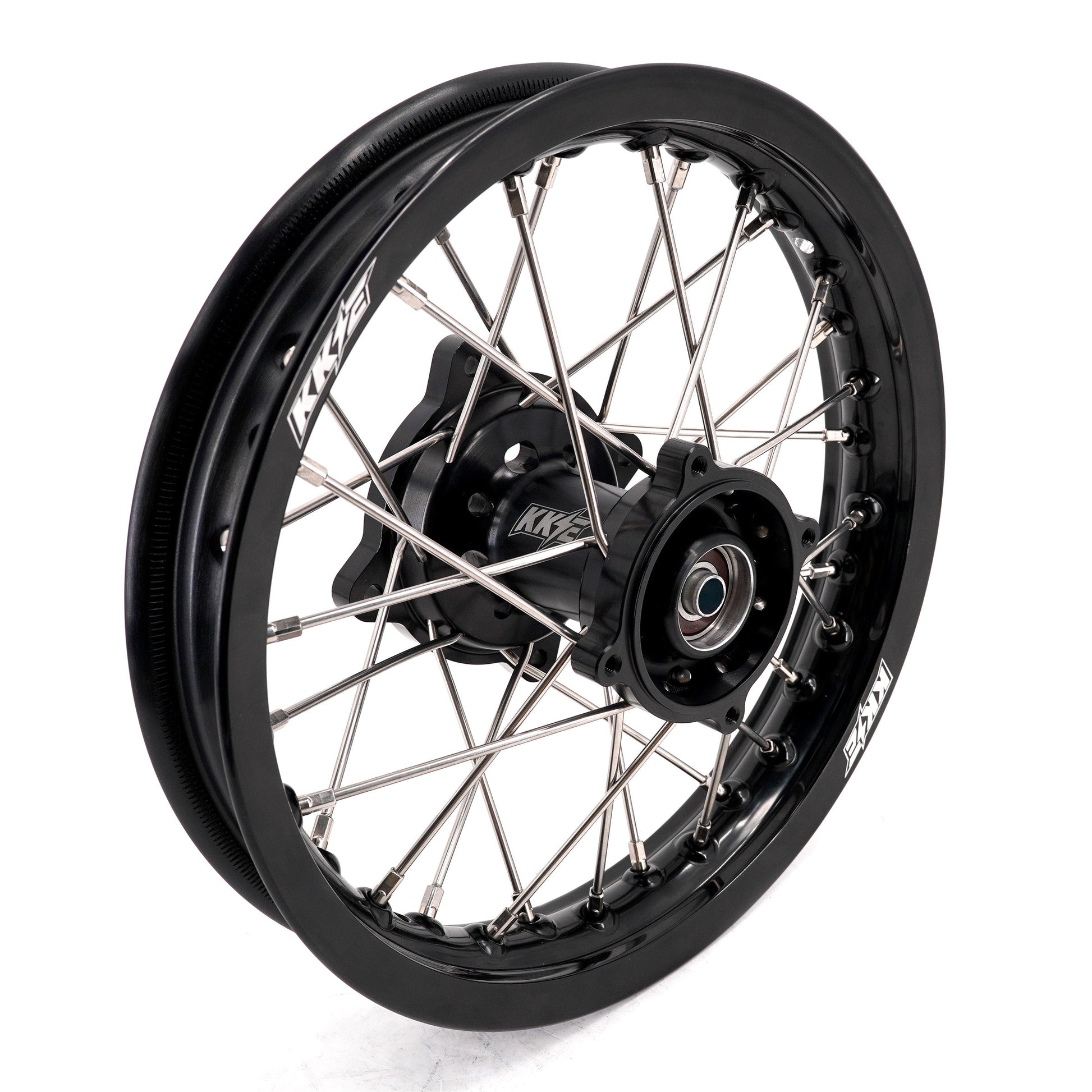 KKE 1.4*14 & 1.6*12 Spoked Kid's Wheels Rims Set for Kawasaki KX65 2000-2024 Black - Howling Moto