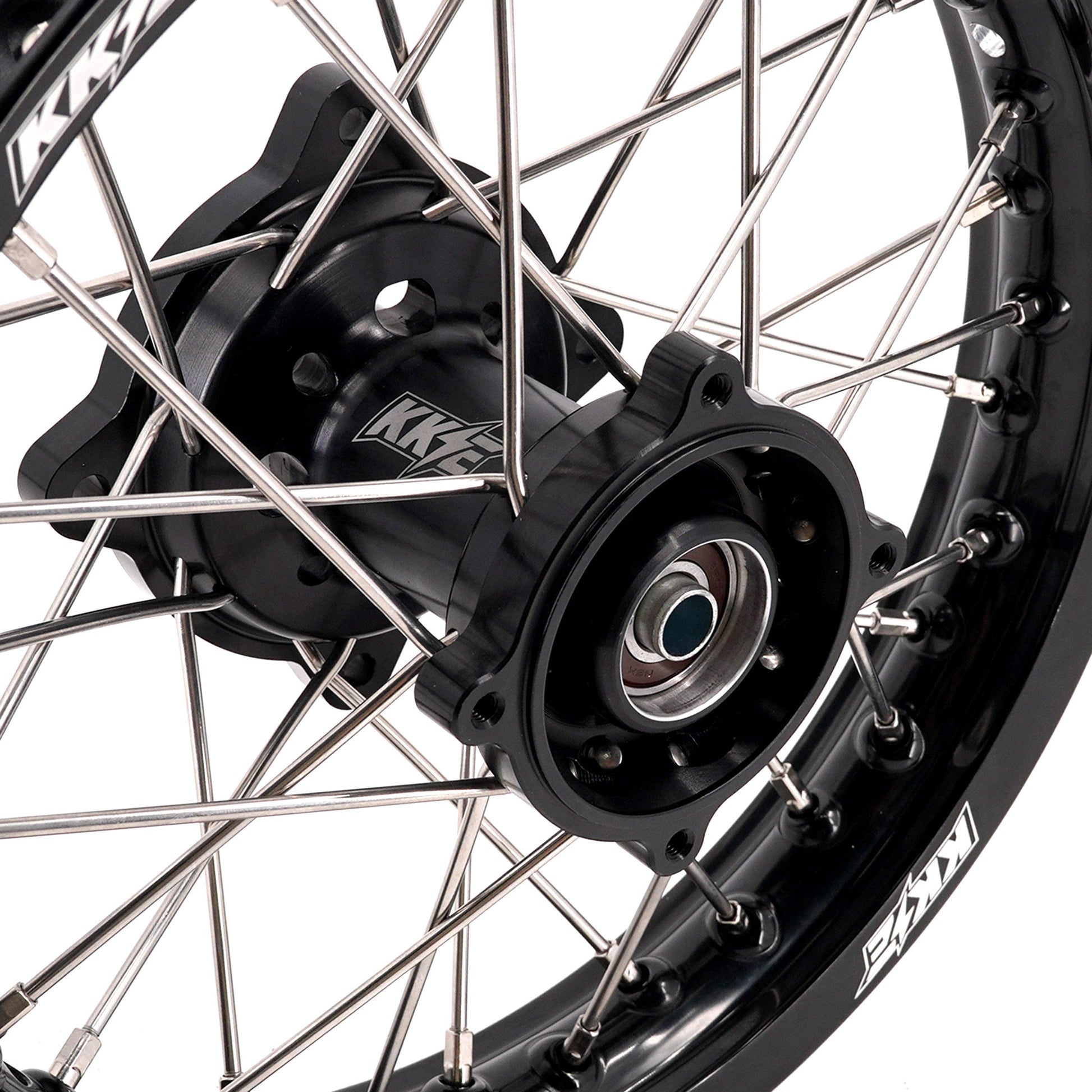 KKE 1.4*14 & 1.6*12 Spoked Kid's Wheels Rims Set for Kawasaki KX65 2000-2024 Black - Howling Moto