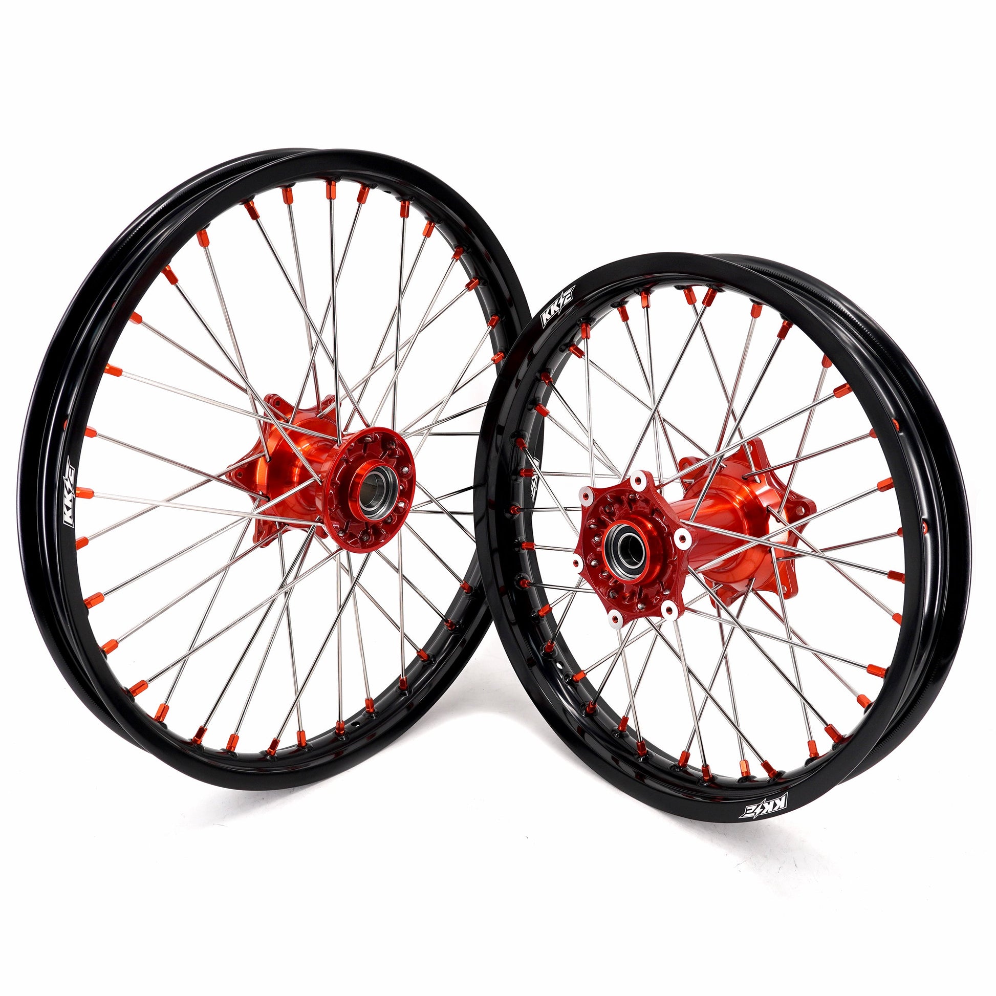 KKE 21" 18" Cast Enduro Wheels For KTM EXC EXC-F EXC-E 2003-2024 Orange Nipples - Howling Moto