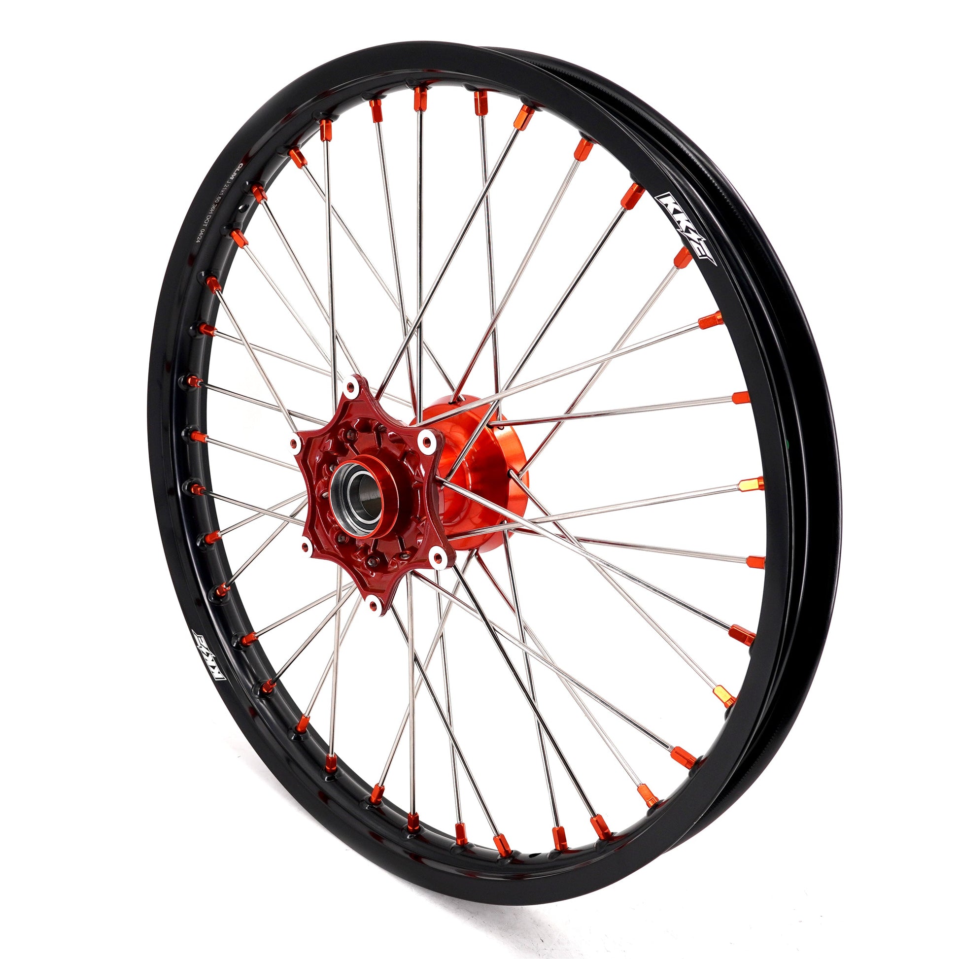 KKE 21" 18" Cast Enduro Wheels For KTM EXC EXC-F EXC-E 2003-2024 Orange Nipples - Howling Moto