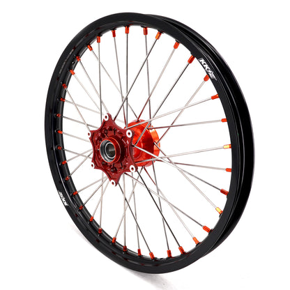 KKE 21" 18" Cast Enduro Wheels For KTM EXC EXC-F EXC-E 2003-2024 Orange Nipples - Howling Moto
