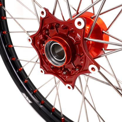 KKE 21" 18" Cast Enduro Wheels For KTM EXC EXC-F EXC-E 2003-2024 Orange Nipples - Howling Moto