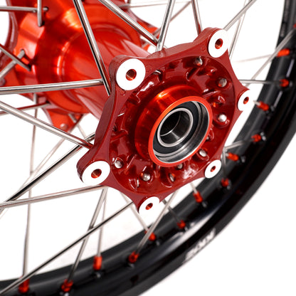 KKE 21" 18" Cast Enduro Wheels For KTM EXC EXC-F EXC-E 2003-2024 Orange Nipples - Howling Moto