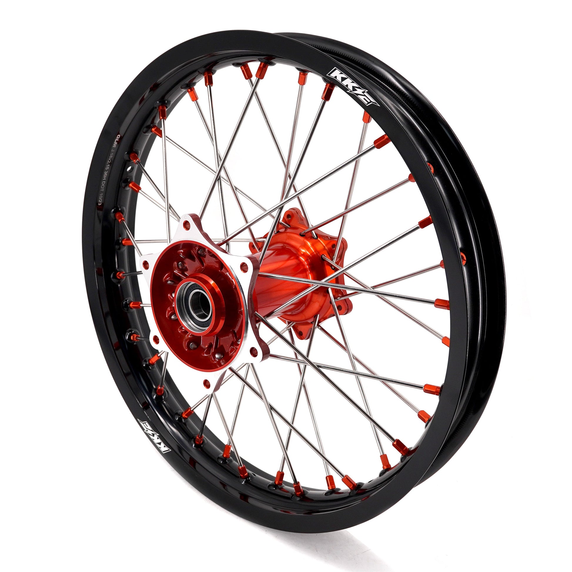 KKE 21" 18" Cast Enduro Wheels For KTM EXC EXC-F EXC-E 2003-2024 Orange Nipples - Howling Moto
