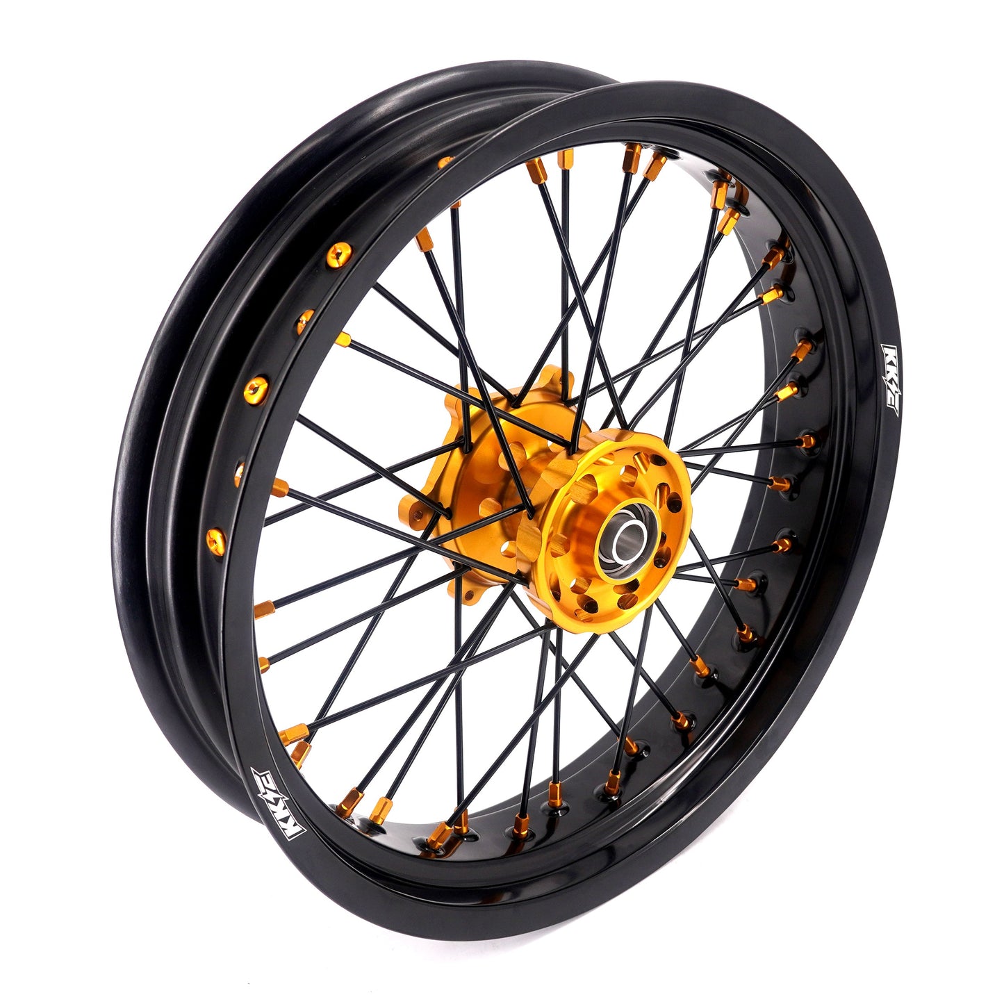KKE 3.5/4.25 Supermoto Race Wheels For Suzuki RM125 1996-2007 RM250 1996-2008 Gold Nipples - Howling Moto