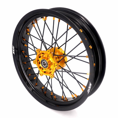 KKE 3.5/4.25 Supermoto Race Wheels For Suzuki RM125 1996-2007 RM250 1996-2008 Gold Nipples - Howling Moto