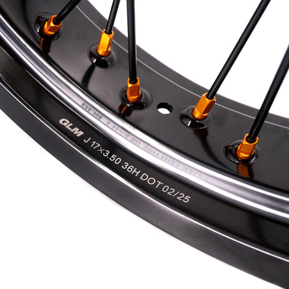 KKE 3.5/4.25 Supermoto Race Wheels For Suzuki RM125 1996-2007 RM250 1996-2008 Gold Nipples - Howling Moto