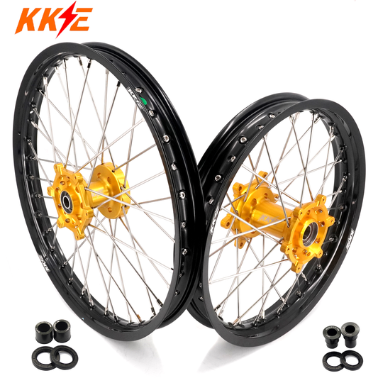 KKE 21" 18" Enduro Wheels Rims For SUZUKI DRZ400SM 2005-2024 Gold Hub - Howling Moto