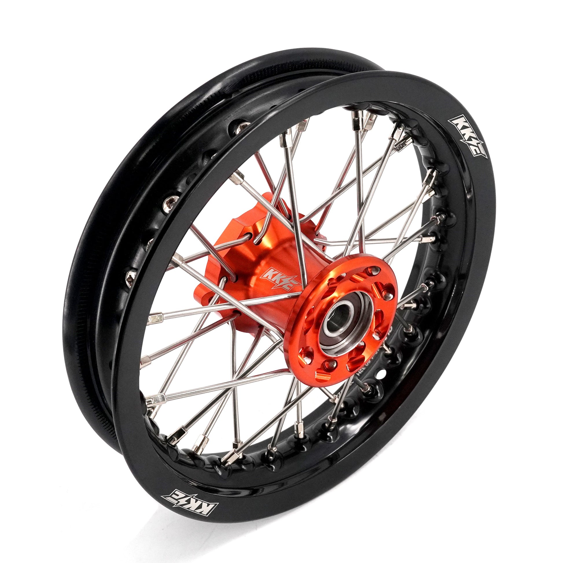 KKE 12/10 Small Kid's Wheels For KTM SX50 2024-2025 Mini Dirtbikes Orange Hub - Howling Moto