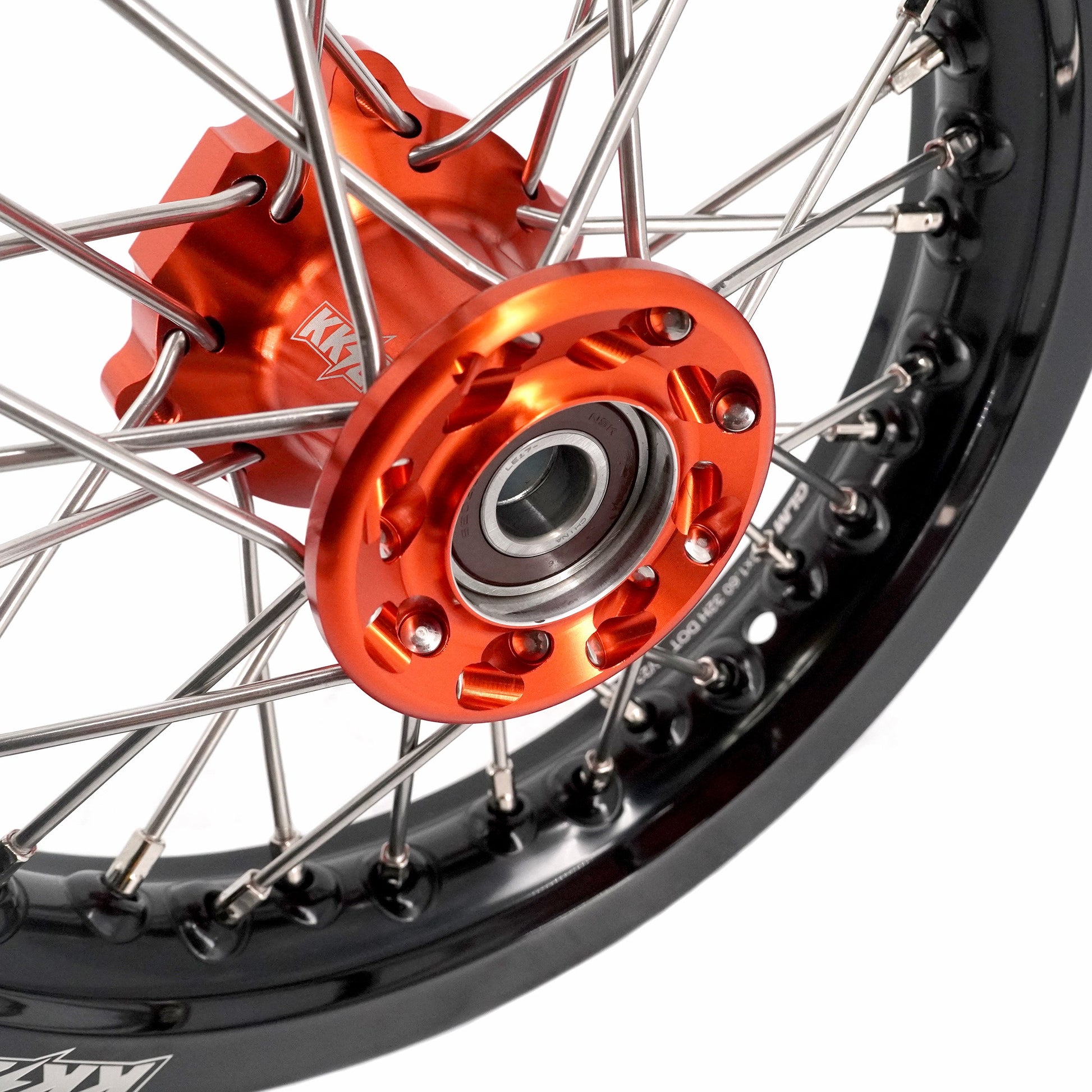 KKE 12/10 Small Kid's Wheels For KTM SX50 2024-2025 Mini Dirtbikes Orange Hub - Howling Moto