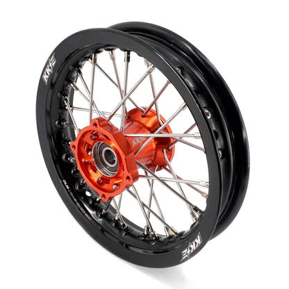 KKE 12/10 Small Kid's Wheels For KTM SX50 2024-2025 Mini Dirtbikes Orange Hub - Howling Moto