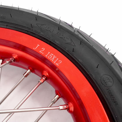 KKE 1.85*12’‘ & 2.15*12’‘ E-Bike Mini Wheels Kit with Tires Fit For Rawrr Mantis X 2024-2025 Red Rims - Howling Moto