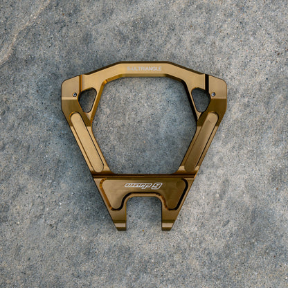 Warp9Racing Surron Ultra Bee Triangles, durable black aluminum motorcycle frame parts with intricate design details.